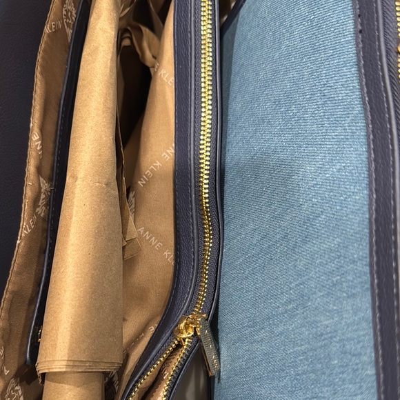 Anne Klein Blue and Gold Structured Tote Bag - Picture 4 of 4